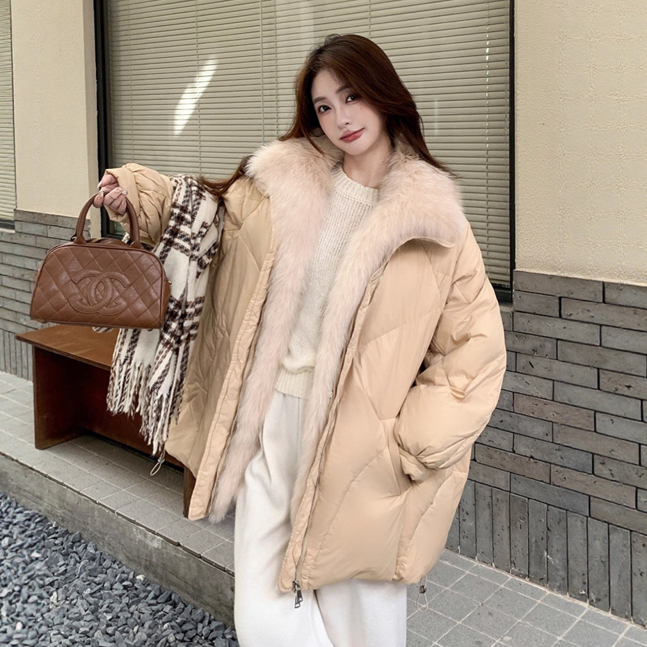 2026 Plus Size 150kg Pregnant Women Can Wear Luxury Fox Fur Collar Mid-Length down Jacket Women 249