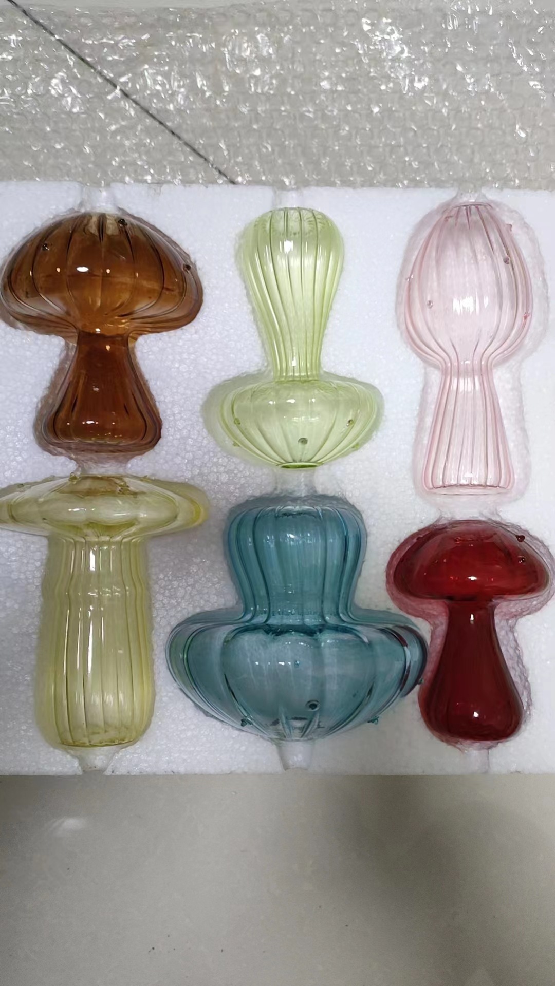 Vaso de hongos de vidrio creativo botella de fragancia de vidrio transparente de color hidropónico jarro de lámpara de vidrio decorativo arrancador de flores