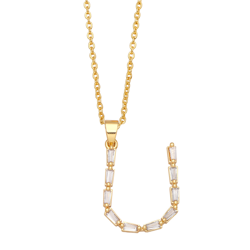 Fashion Letter Copper Inlay Zircon Pendant Necklace 1 Piece