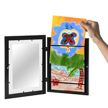 跨境新款 Kids Art Frames 儿童艺术相框 木质油画储存盒翻盖相框