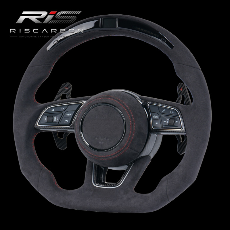 Suede leather steering wheel with LED lights compatible with Volkswagen Audi Golf MK7/MK7.5 GTI/R B8A7B9