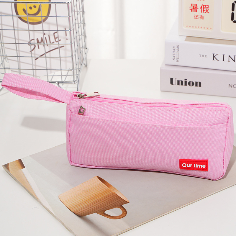 Bolsa de lápiz simple de cinta de color sólido gran capacidad antisucio caja de papelería de doble cremallera bolsas de lápiz de estudiantes de primaria y secundaria fábrica al por mayor