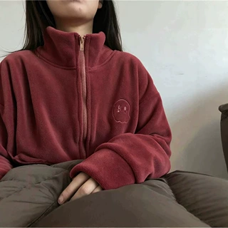 双面摇粒绒卫衣女秋冬季新款港味加厚绒衫休闲宽松百搭保暖外套