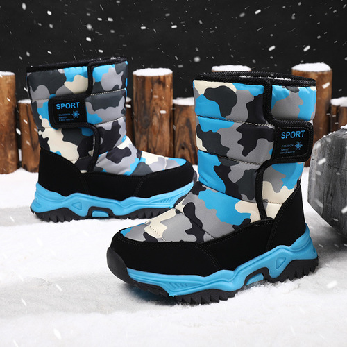 Children's Snow Boots Winter Boys Fleece Lined Thick Cotton Shoes Girls Outdoor Boots Camouflage Warm Shoes
