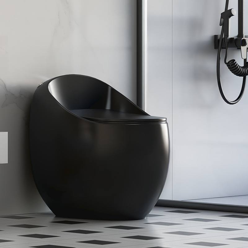 Venta al por mayor inodoro de cerámica creativo simple inodoro en forma de huevo pequeño apartamento sifón mudo hogar integrado baño inodoro