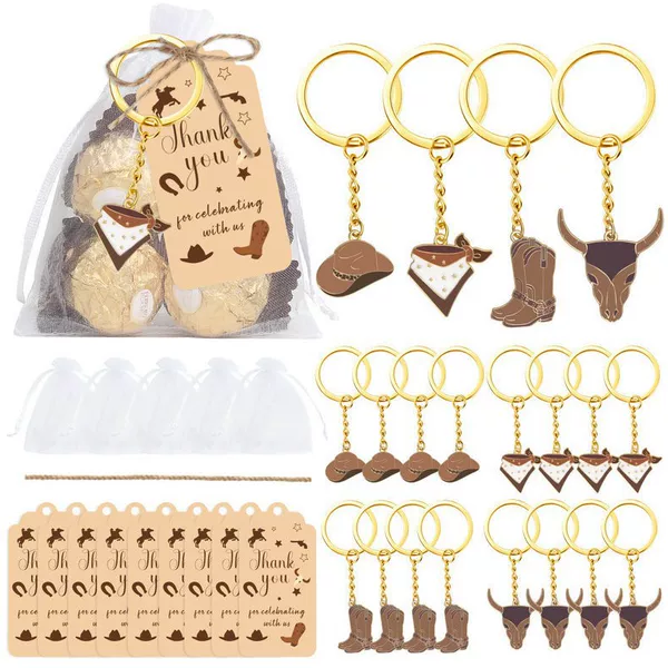 Cross-Border Western Cowboy Keychain Set Cartoon Cute Party Theme Personalized Keychain Bag Pendant Wholesale