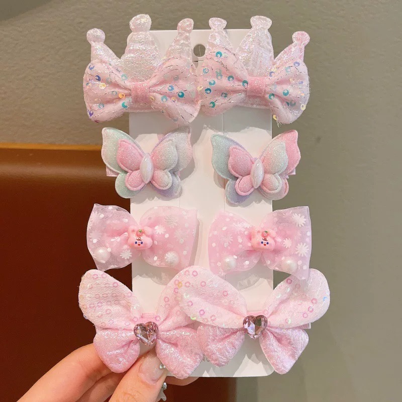 子供用ヘアピン、女の子用ヘアアクセサリー、小さな女の子用ヘアアクセサリー、サイドクリップ、かわいいクリップ、リボン、新しい後頭部ヘアピン|undefined
