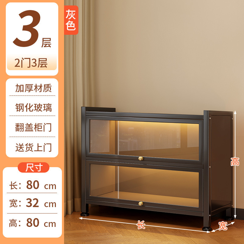 家用书架带玻璃门书柜手办柜展示储物一体收纳柜客厅卧室紫色痛柜|undefined