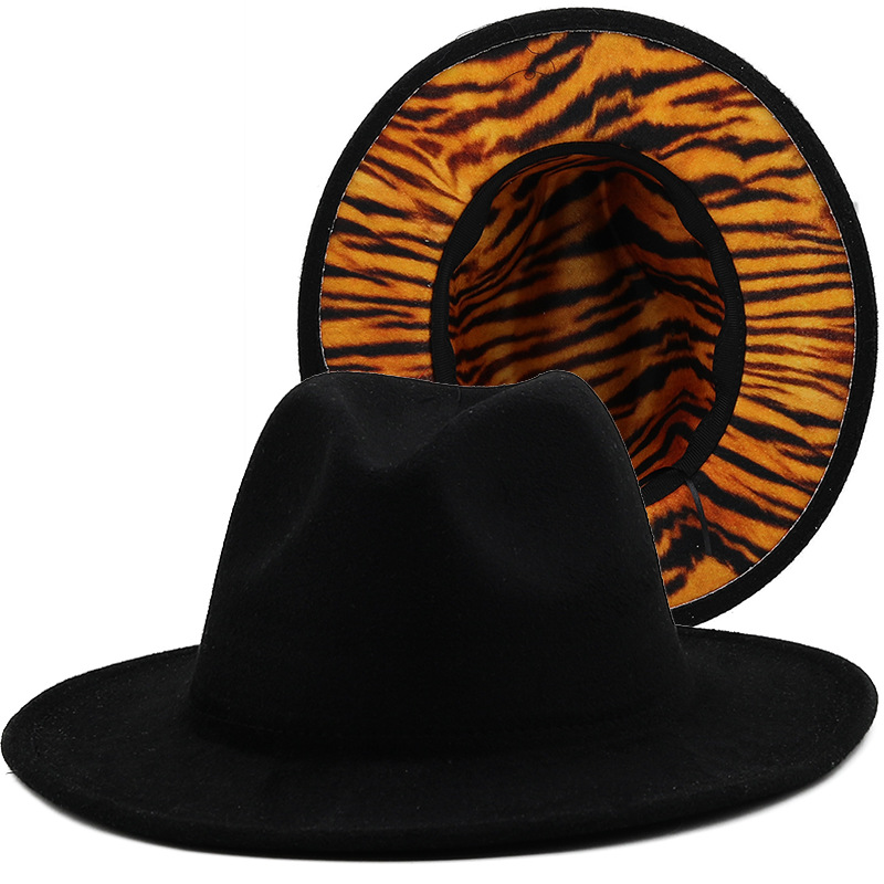 British Retro Woolen Fashion Striped Felt Four Seasons Simple Big-brimmed Jazz Hats display picture 3