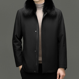 Men's Dad's Middle-aged and Elderly Detachable Fur Coat Fox Fur Collar Rabbit Fur Liner Short Pike Dress