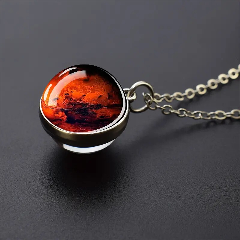 Luminous solar system Milky Way nebula necklace double-sided time gem glass ball necklace wholesale foreign trade manufacturers