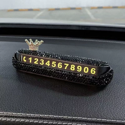 Nömrəli dayanma kartı: Car Number Plate for Women - crown-parking-sign-black