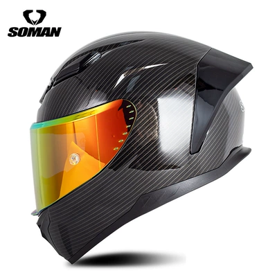 and Women Four Seasons Motorcycle Motosiklet kaskı (dəbilqə) - carbon-fiber-pattern-with-tea-flakes-revo-red-s