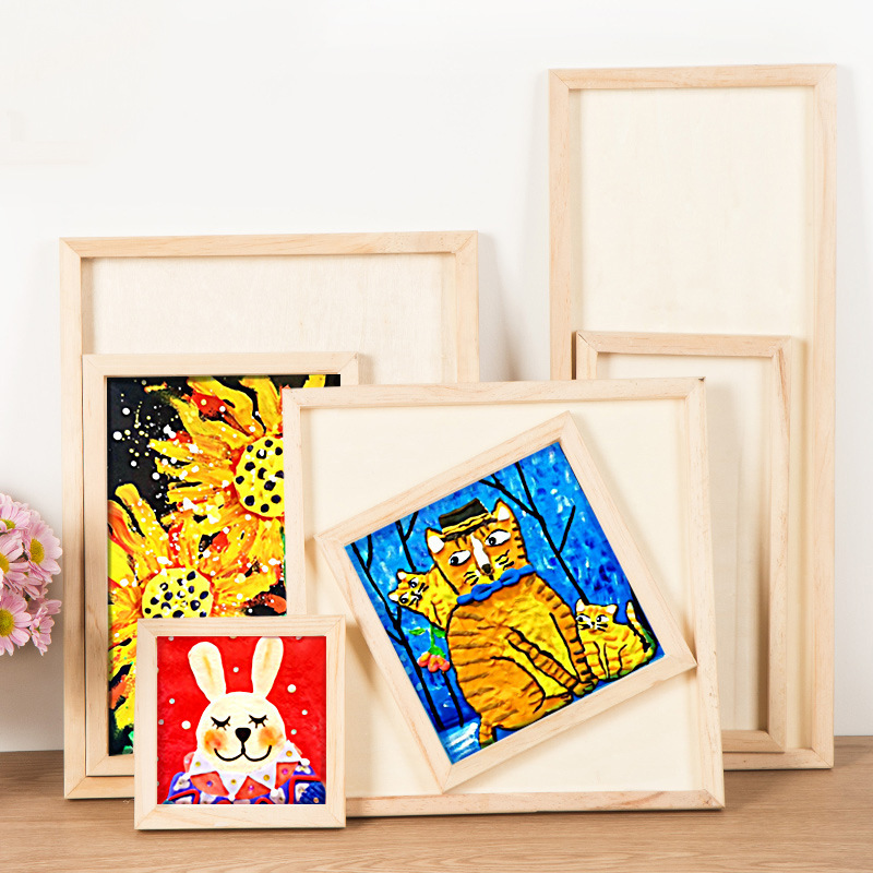 Wooden Clay Picture Frame Children DIY Art Drawing Frame Lightweight 3D Clay Photo Frame White Base Factory Wholesale