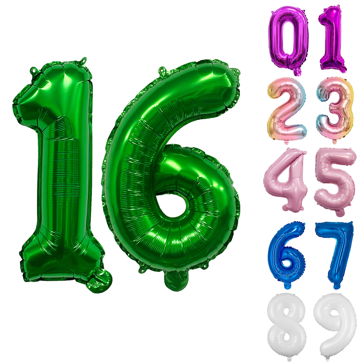 Transfronterizo inswind 16 pulgadas globo de aluminio digital verde blanco azul Año Nuevo letras de Año Nuevo pequeño globo digital