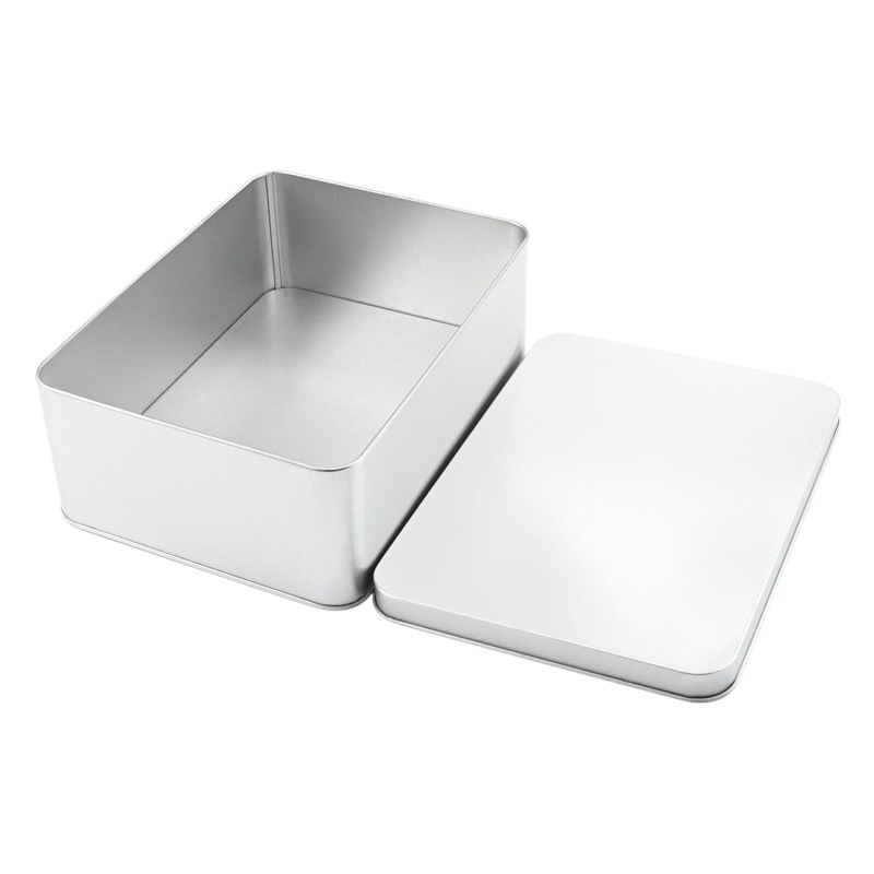 Caja de Metal Rectangular Extra Grande para Guardar Regalos, Caja de Metal Esmerilada para Pasteles de Luna, Caja de Hojalata Esmerilada