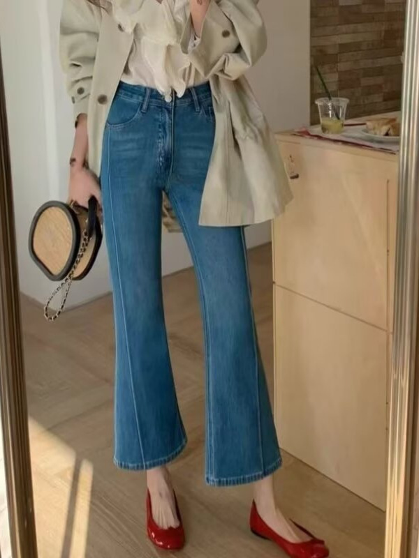 Blue elastic spring summer jeans