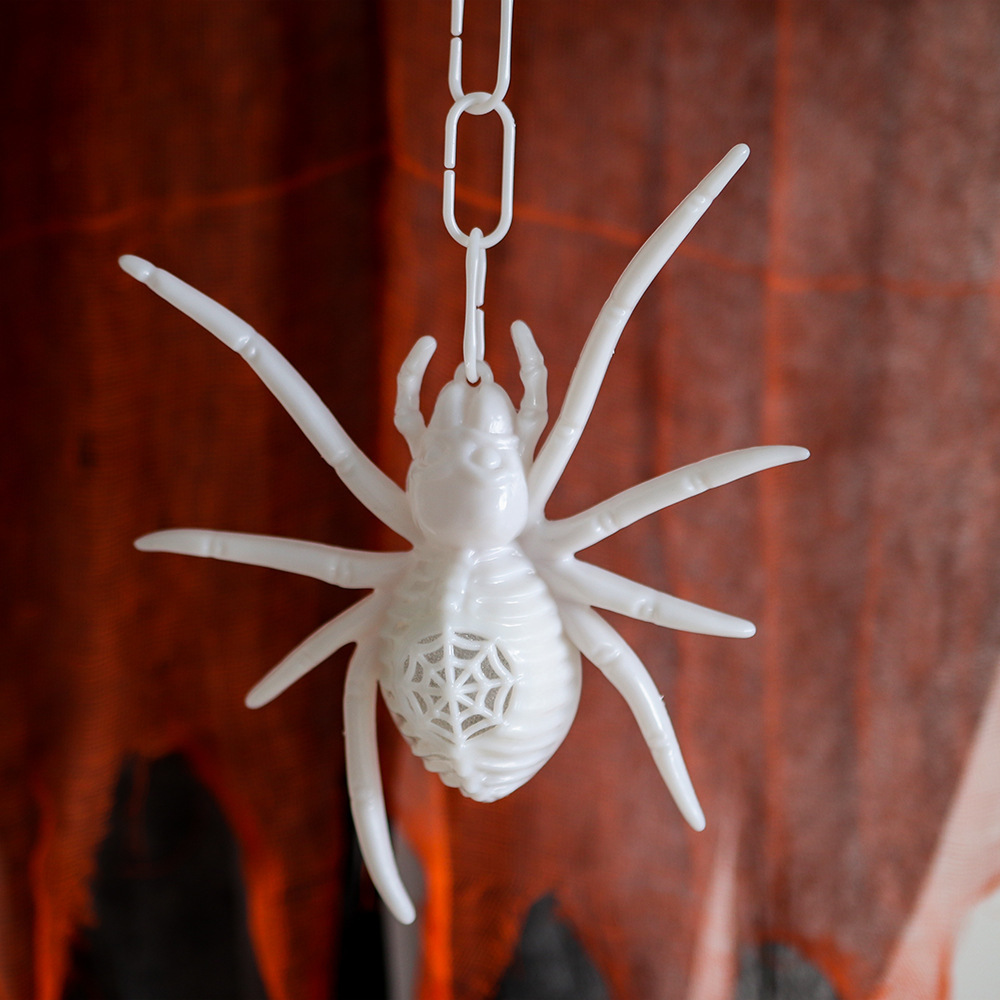 Decoración de Halloween de la atmósfera de la araña diseño props de simulación de plástico negro araña led luminoso araña colgante transfronterizo