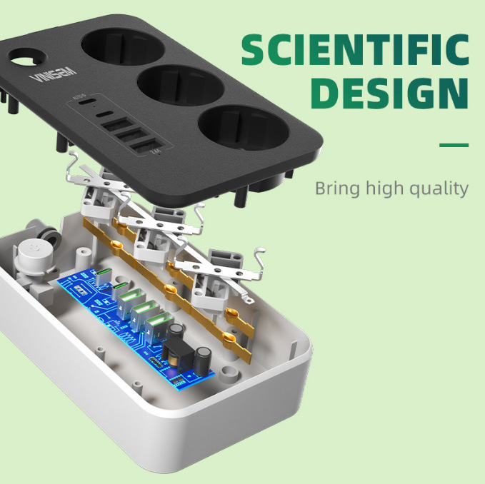 Transfronterizo para la norma europea 6USB conector de conexión doméstica con tipo C de carga