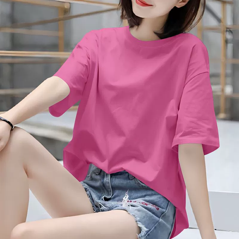 Хлопковая рубашка женская рубашка с короткими рукавами сплошного цвета дикая летняя новая одежда корейская версия полурукава свободная футболка большого размера бесплатная доставка