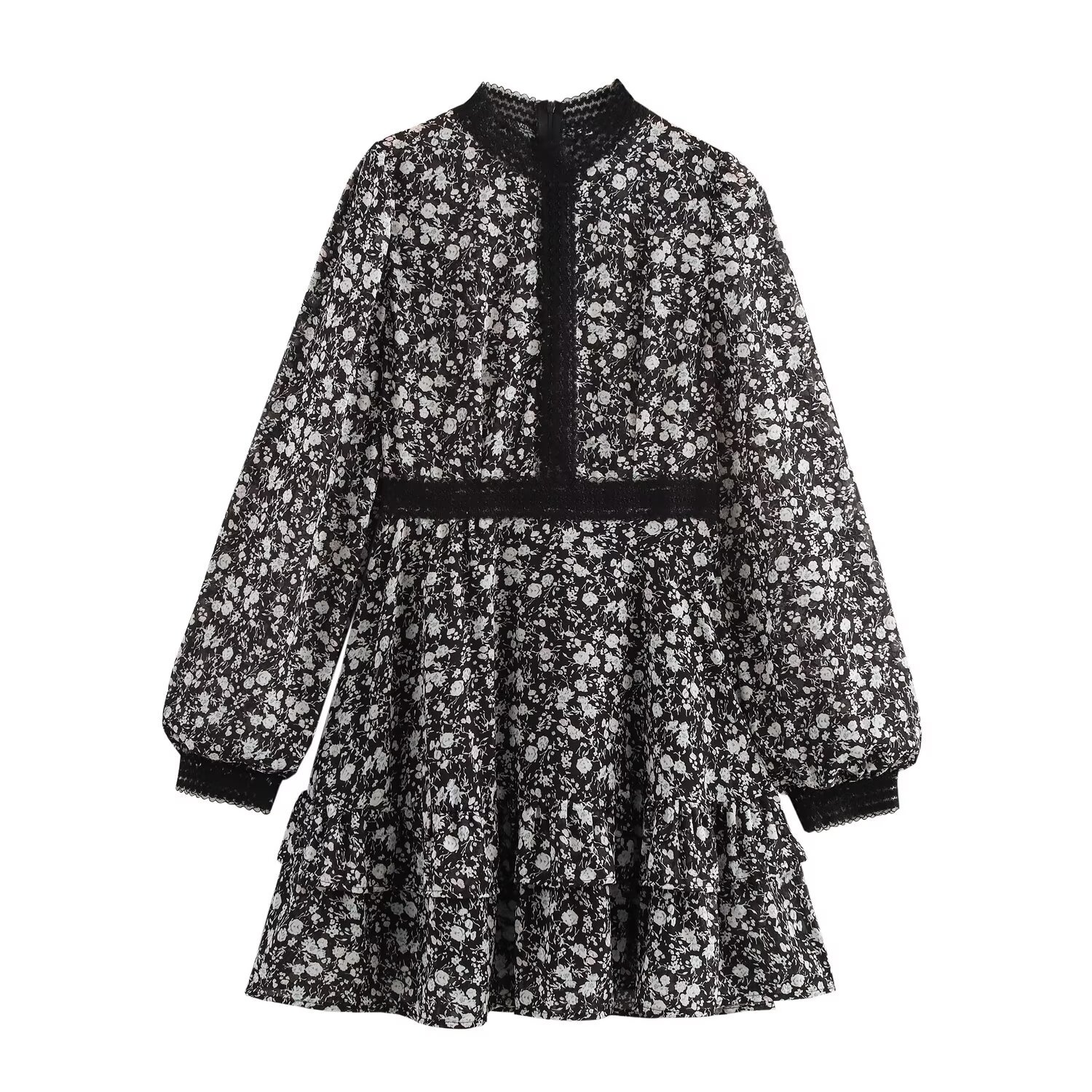autumn retro short long-sleeve with a round collar