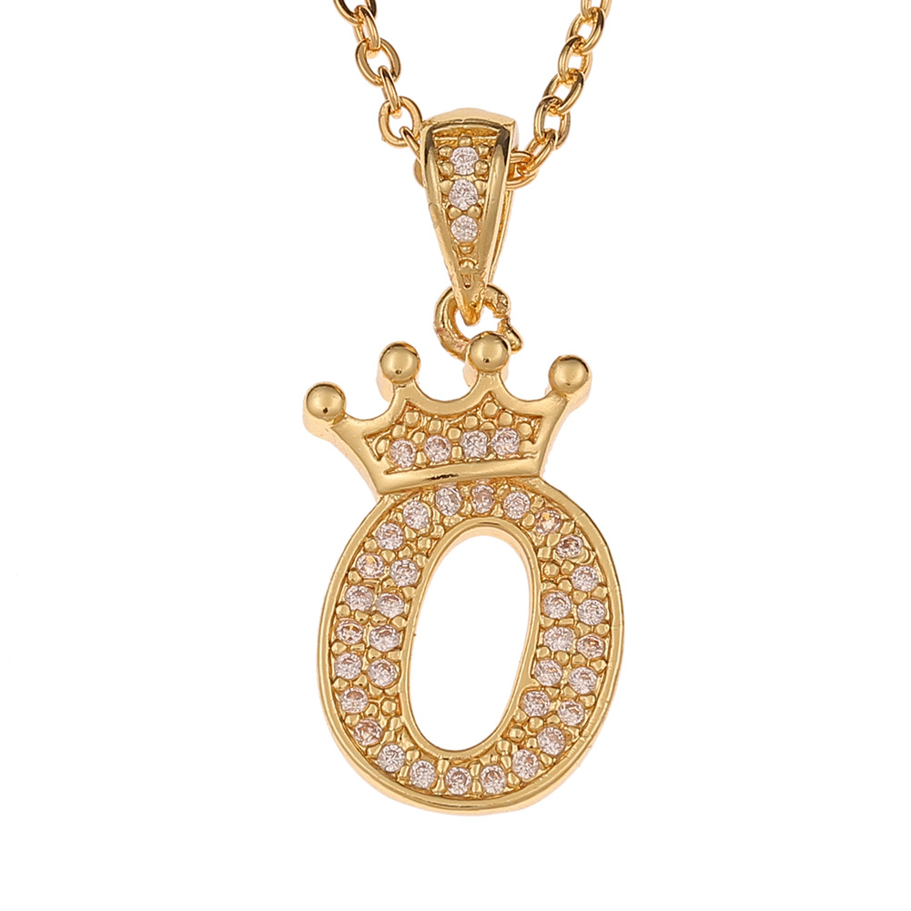 Wholesale Jewelry Crown 26 English Letter Pendant Copper Necklace Nihaojewelry display picture 9