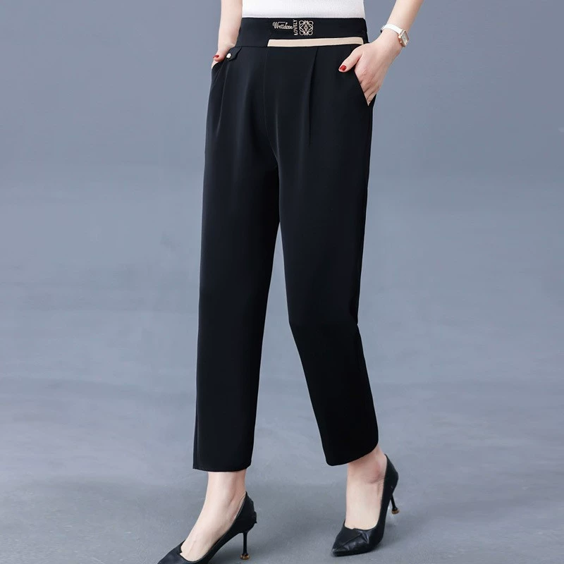 Мама брюки Летние тонкие тусклые свободные укороченные брюки для пожилых людей