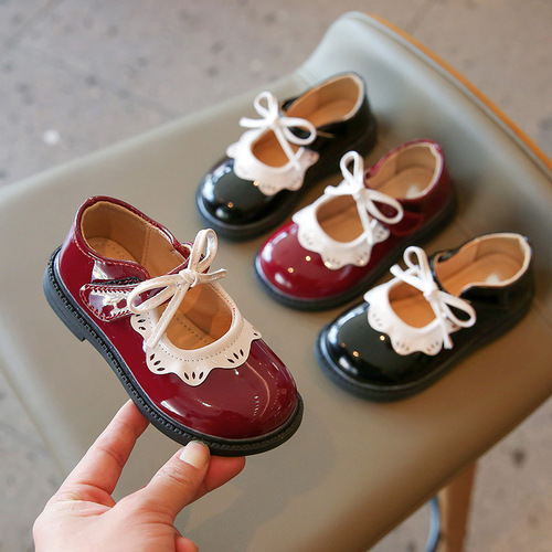 Girls' small leather shoes 2024 spring and autumn new style medium and large children's Korean style bow princess shoes children's single shoes performance shoes