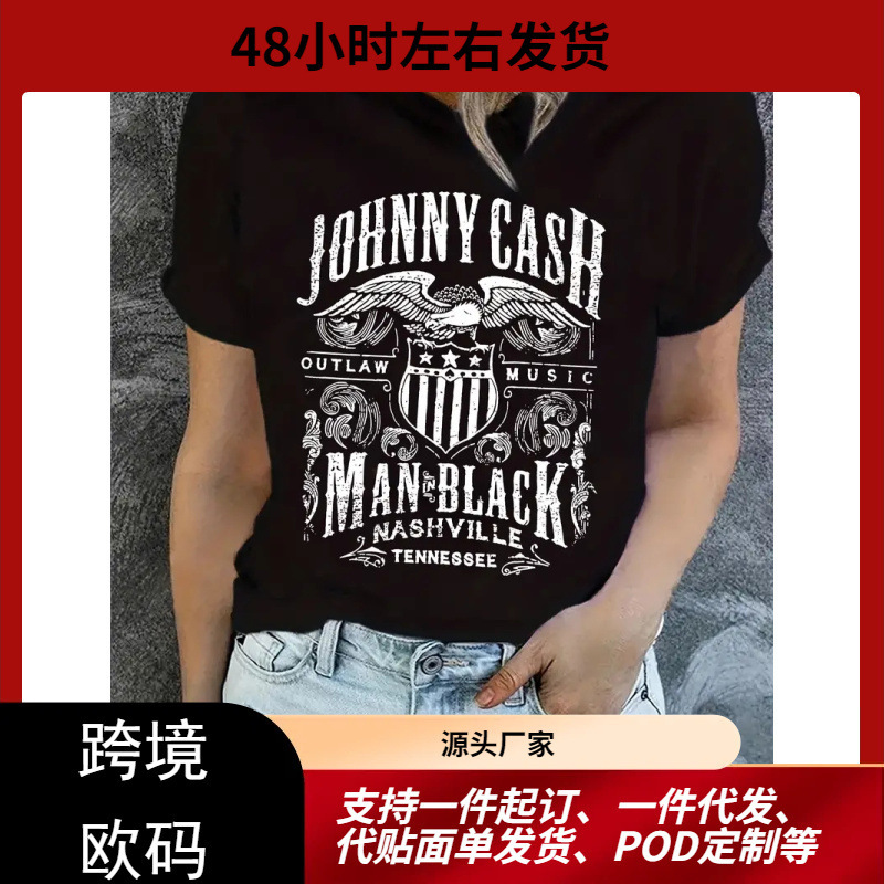 Johnny Cash Big T-Shirt Black L Music Outside-Black Man Johnny Cash Nashvi
