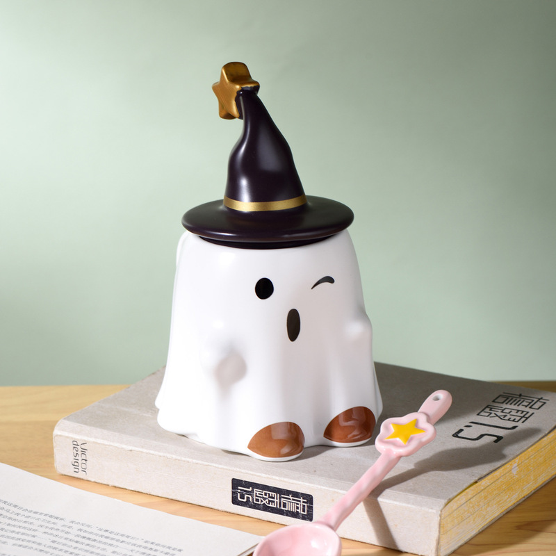 ハロウィーン水カップ幽霊マグカップクリエイティブ漫画陶磁器カップかわいい幽霊カップクリスマスマグカップ|undefined