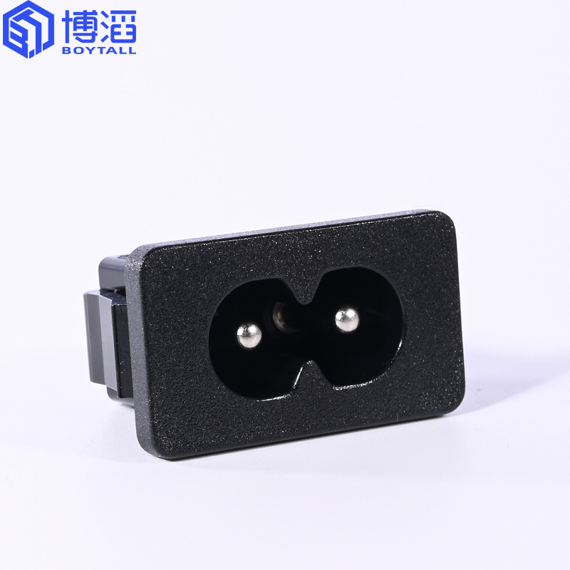 Bostech AC Power Cord 8-Position Connector Two-Pin Two-Conductor 2P Embedded C8 Black Eight-Position Rear Socket