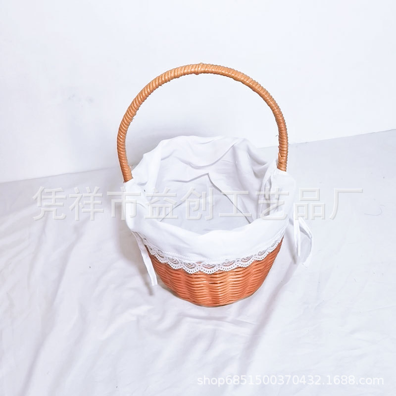 INS Ratán tejido azul supermercado cesta de la compra cesta de fruta portátil cesta de almacenamiento suministros de picnic casa cesta de la compra