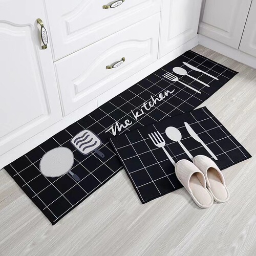 Cartoon Kitchen Mat Household Long Foot Mat Nordic Simple Stain-Resistant Water- Absorbent Kitchen Anti-Slip Mat