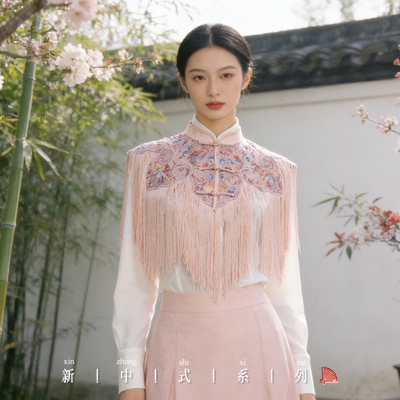 National Style Shawl for Women, Fake Collar, New Chinese Style Tassel Cloud Shoulder Top, Hanfu Decoration, Fashionable and Versatile, New Spring and Autumn Style