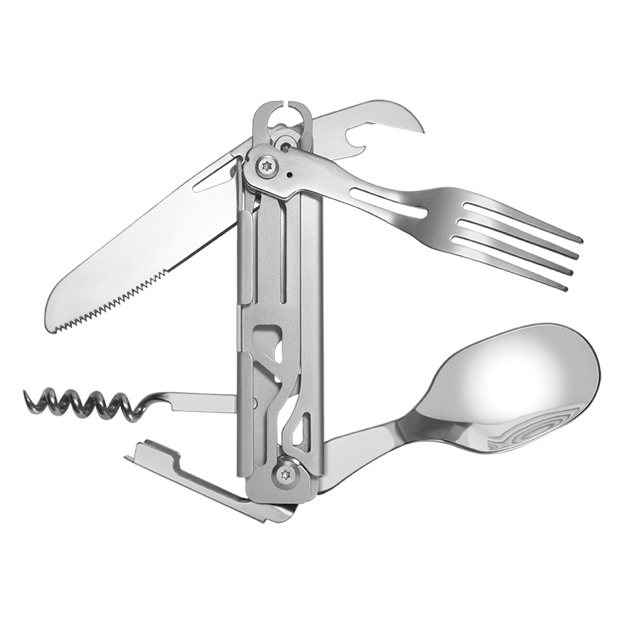 Hongfeng nuevo cuchillo al aire libre tenedor cuchillo multifunción 420 de acero inoxidable cuchillo plegable desmontable regalo combinación cuchillo