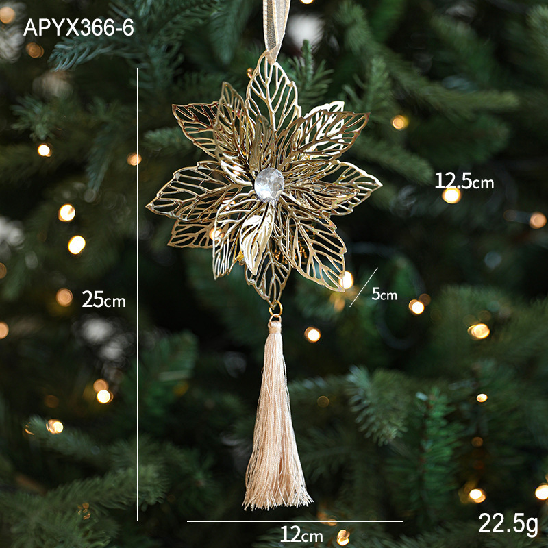 クロスボーダーゴールド鉄スノーフレークペンダント鉄光沢のある中空クリスマスツリーペンダント装飾アレンジメントペンダント卸売|undefined