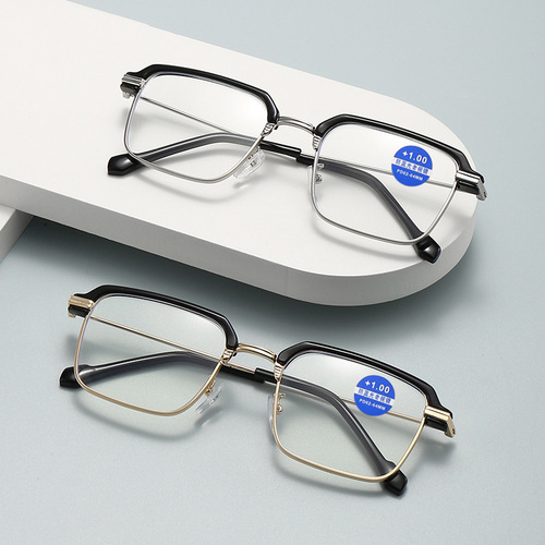 High Definition Men's Anti-Blue Light Reading Glasses Metal Texture Business Classic Reading Glasses Frame Manufacturer Wholesale