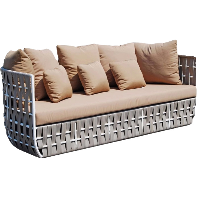 silla de caña al aire libre impermeable patio jardín imitación de muebles de caña sala de estar balcón al aire libre sofá mesa de té combinación de tres piezas