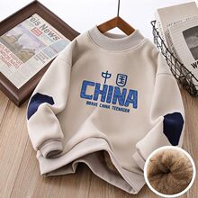 男女童加绒卫衣冬季中大童休闲加厚仿兔绒打底衫宝宝冬装保暖上衣