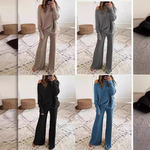 2025欧美新款女装亚马逊速卖通春款休闲纯色一字肩女士针织套装