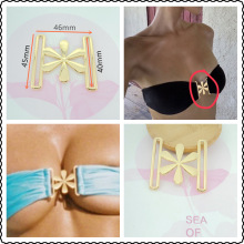 高品质服装辅料 泳衣前胸四叶草穿带扣 比基尼包中花朵型五金饰品