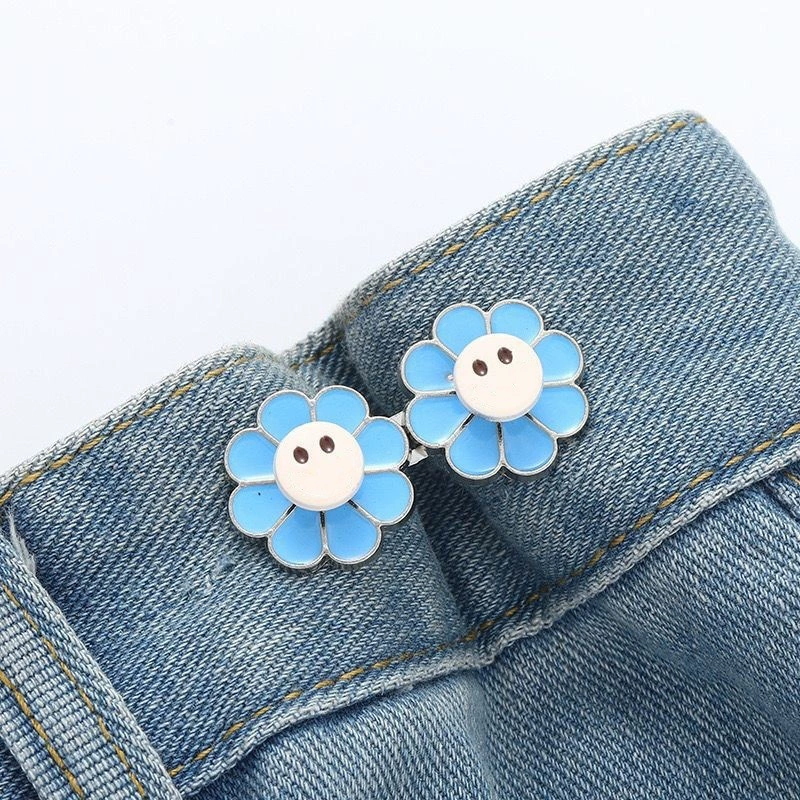Nail-Free Removable Waist Buckle Pair, Flat-Bottom Seamless Buttons for Pants & Skirts, Assorted Designs