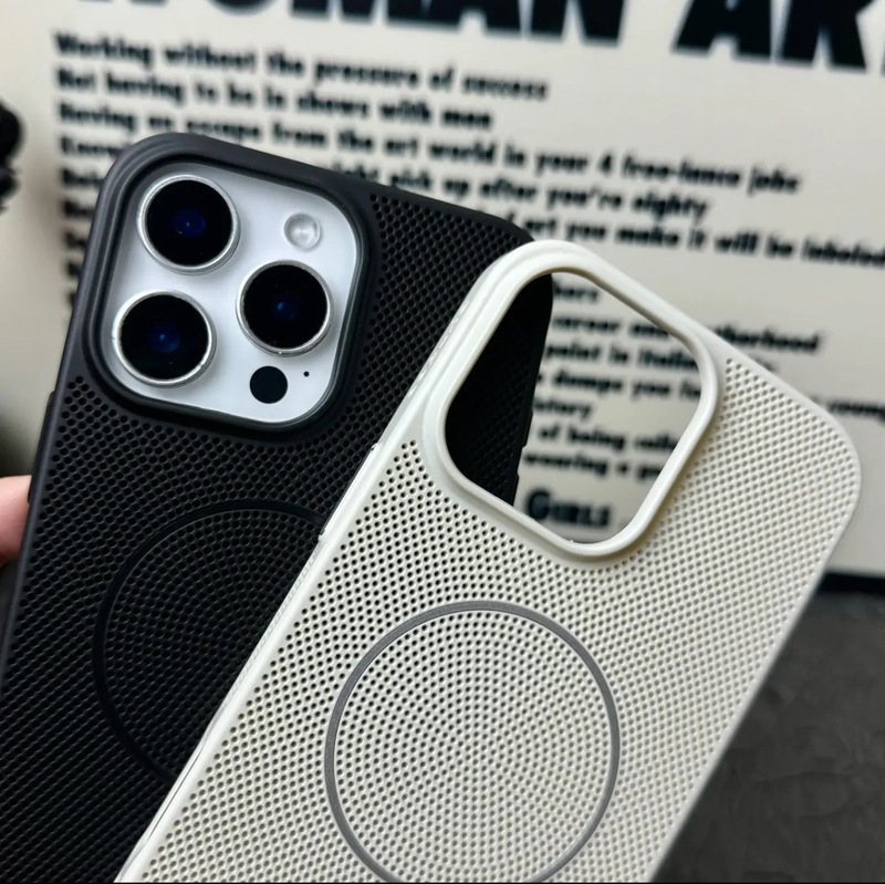 夏の目の穴の通気性の放熱はリンゴの16promaxの細い輪の磁気吸引の携帯の箱のiPhone15の全包みの14を適用します。|undefined