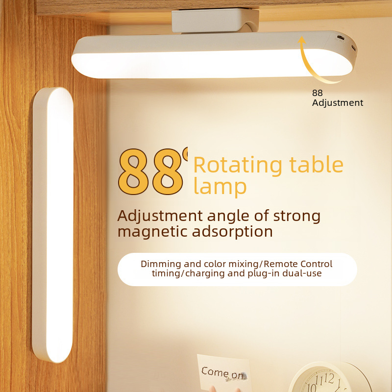 Cross-border rotation cool LED eye-protection desk lamp creative student dorm light portable adhesive night light