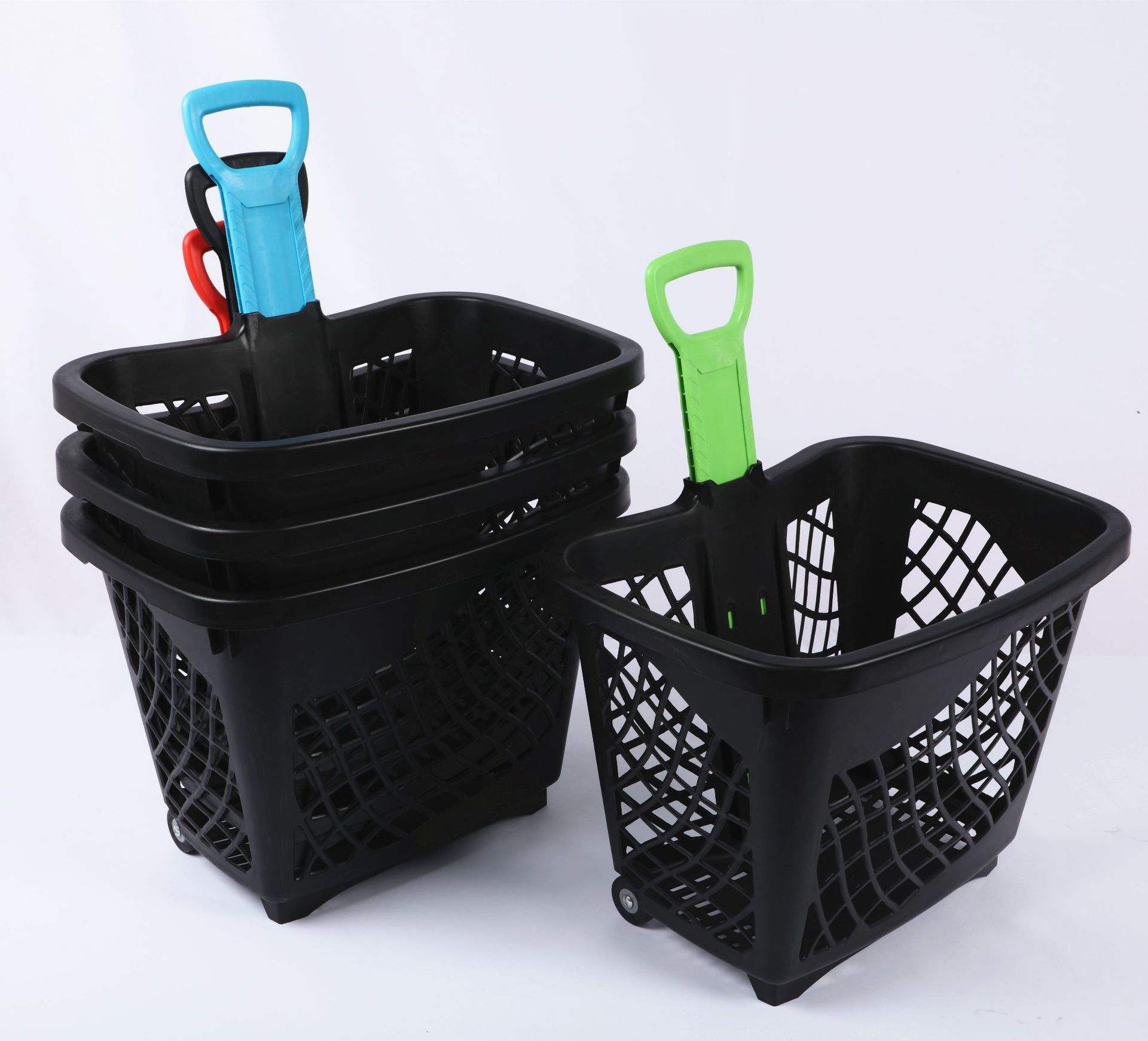 컬러 나일론 손잡이 2륜 쇼핑 바구니