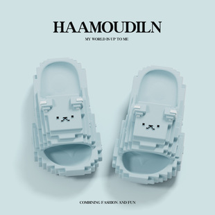 Nanbowan Kidsren's Cute Cartoon Pixel Bear Slippers Summer Thick-Soled Sandals Eva Beach Sandals
