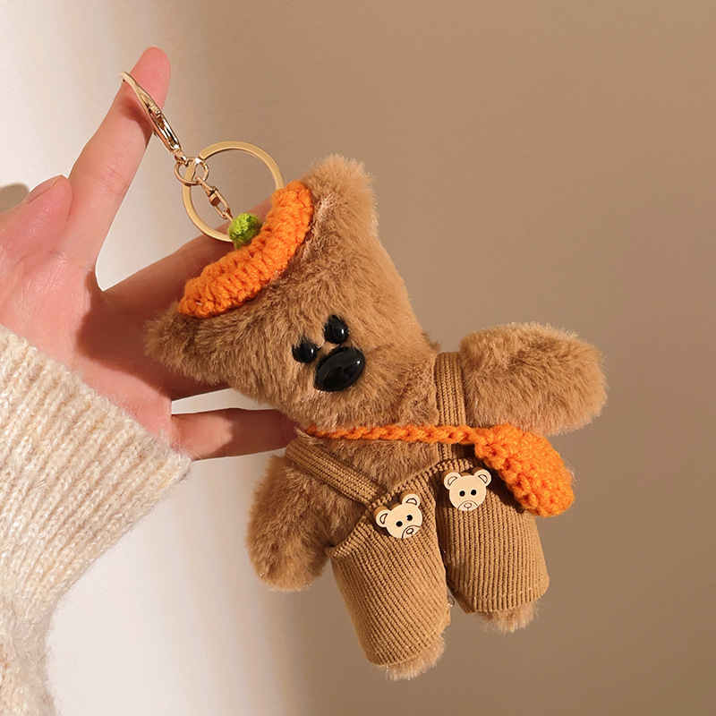 Peludo Bean Bear Keychain Colgante pareja de muñecas de amigos bolsos de teléfono móvil colgante colgante muñecas