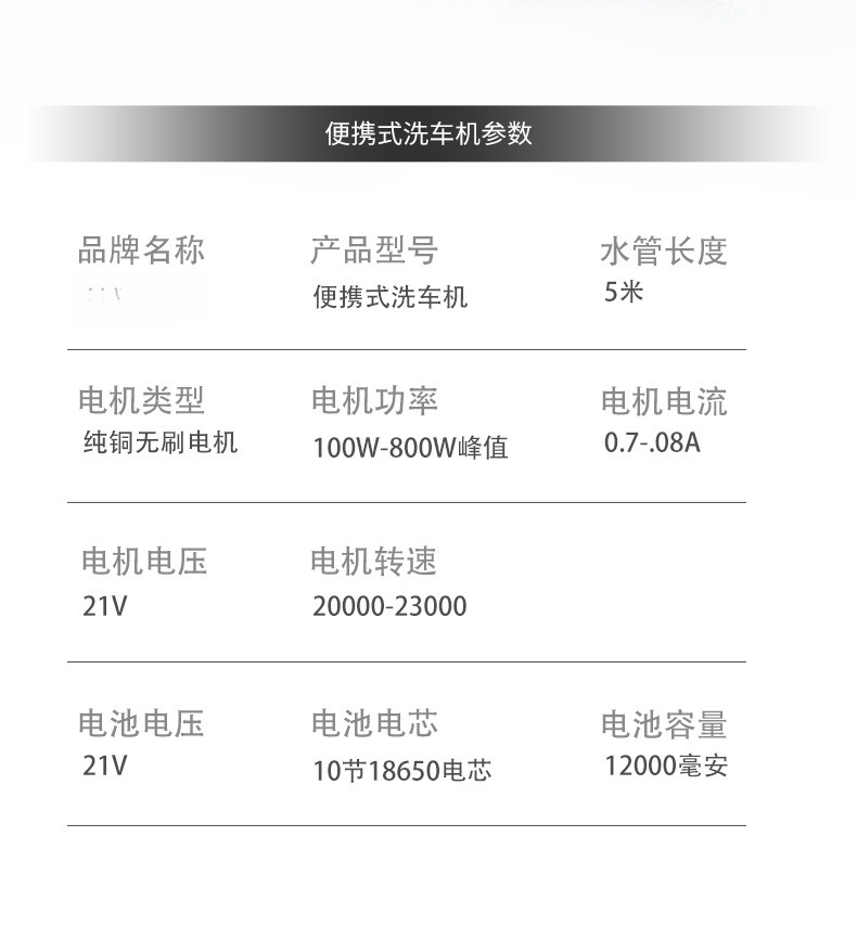 Customized Wireless Car Washing Machine, Portable High-Pressure Water Gun for Cars, High-Power Vehicle-Mounted Lithium Battery, Household Electric Car Washing