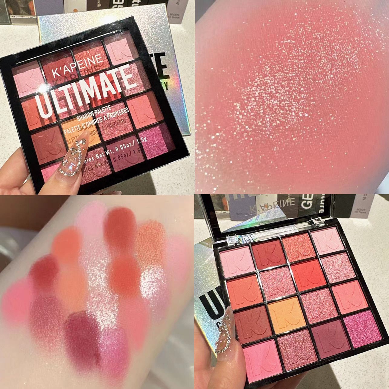 Me encanta la paleta de sombras de ojos de dieciséis colores, baja saturación, nacarado mate, gusano de seda acostado, rosa brillante, sombra de ojos tierra marrón, Capel