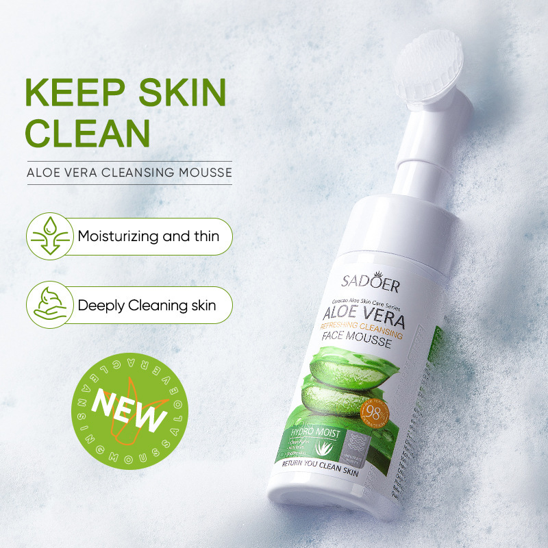 Espuma limpiadora facial SADOER pure English con aminoácidos de plantas y frutas, con cabezal de cepillo, venta al por mayor para comercio exterior transfronterizo.
